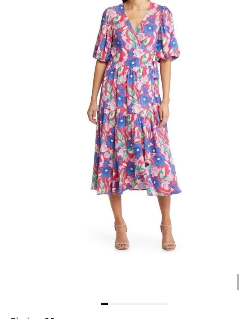 Chelsea28 Multicolor Floral Tiered Midi Skirt — Pink & Blue